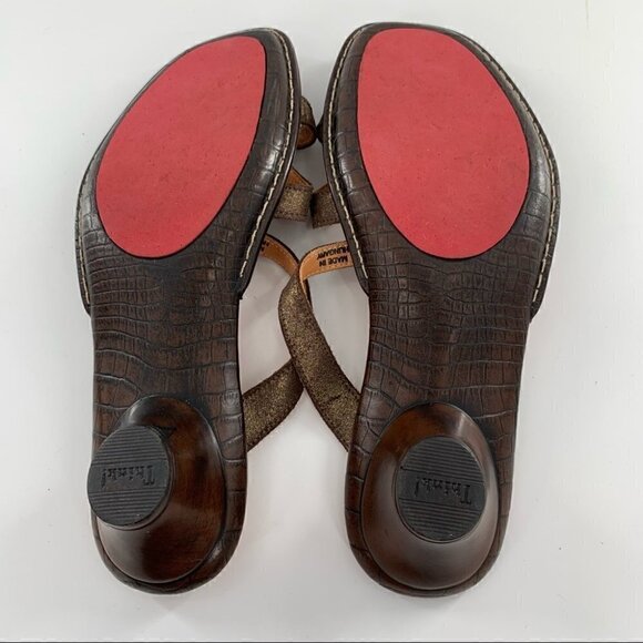 Think SoSo womens sandals size 11 chocolate brown floral toe ring - Picture 7 of 12